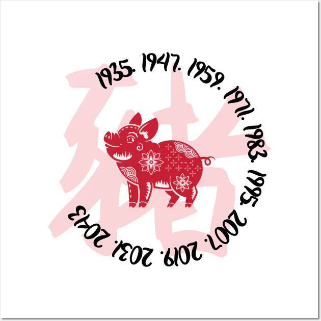 Chinese year of the pig Wall Art by Cherubic